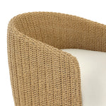 Sustainably made with zero waste, luxurious Italian upholstery places a new and unique spin on indoor/outdoor seating, offering soft, durable fabric that's highly resistant to sun, stains, mold and abrasion. Shell framing of faux hyacinth weaves for extra texture, with casters for ease of use. Amethyst Home provides interior design, new home construction design consulting, vintage area rugs, and lighting in the Des Moines metro area.