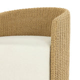 Sustainably made with zero waste, luxurious Italian upholstery places a new and unique spin on indoor/outdoor seating, offering soft, durable fabric that's highly resistant to sun, stains, mold and abrasion. Shell framing of faux hyacinth weaves for extra texture, with casters for ease of use. Amethyst Home provides interior design, new home construction design consulting, vintage area rugs, and lighting in the Portland metro area.
