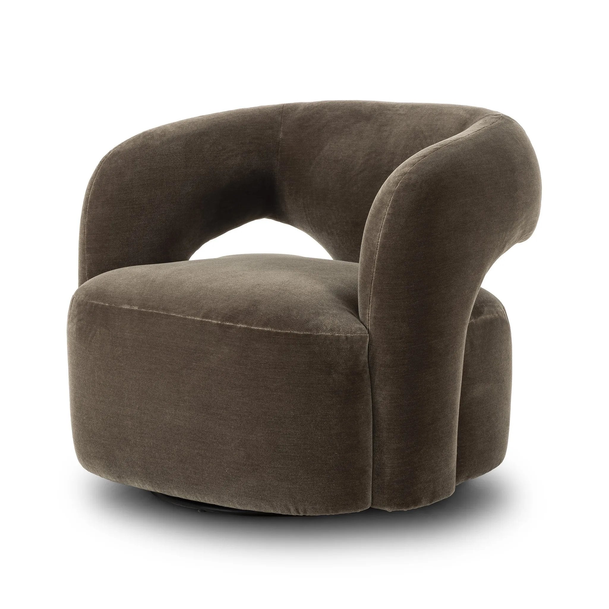 Featuring Mazie Monte Olive Swivel Chair by Four Hands at Amethyst Home. A fluid play on seating. This statement-making swivel chair features subtle cutouts on the back, with plush arms that hug the seat. Upholstered in an olive faux wool-mohair, bringing a plush moment to a classic frame.Overall Dimensions: 36.00"w x 32.00"d x 28.50"hWeight : 71.65 lbsMaterial. Amethyst Home provides interior design, new home construction design consulting, vintage area rugs, and lighting in the Omaha metro area.