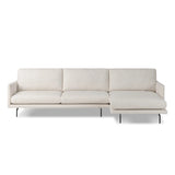 Featuring Melle Omari Natural 2-Piece Sectional by Four Hands at Amethyst Home. A minimalist form to redefine the contemporary sectional. Made from light, neutral high-performance with a slim profile, expert tailoring and plush cushions for comfort. Sleek metal legs and compact sizing make this piece a versatile anchor for smaller living spaces. Performanc. Amethyst Home provides interior design, new home construction design consulting, vintage area rugs, and lighting in the Washington metro area.