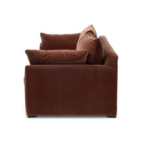 Structured yet deceivingly comfortable. The pillow-engulfed sofa features a distinctive raised seat deck with knife-edge cushions. Tapered arms include integrated pillows, while the tight seat-back provides a stable resting spot for its plush, loose-back pillows. Amethyst Home provides interior design, new home construction design consulting, vintage area rugs, and lighting in the Winter Garden metro area.