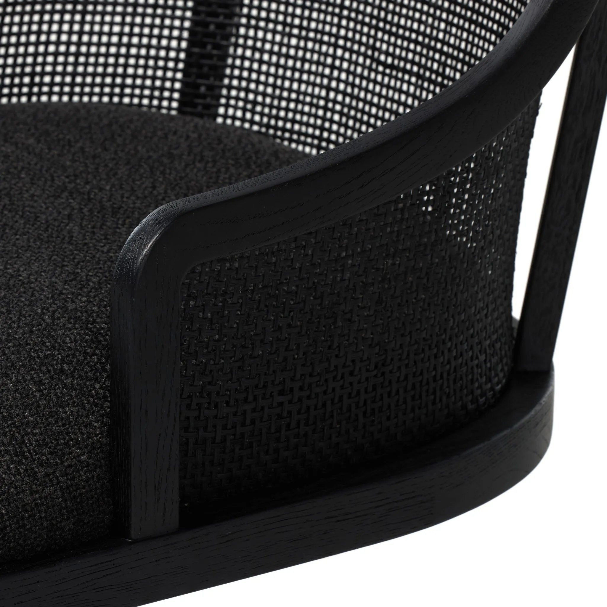 Contemporary details meet traditional design. Thin black oak frames a woven rattan back, offering an elevated take on the everyday desk chair.As fans of wabi sabi materials at Amethyst, we love the designer inspired Mischa Desk Chair. This item pairs well with other brands such as Visual Comfort and is perfect for minimalist homes Amethyst Home provides interior design, new home construction design consulting, vintage area rugs, and lighting in the Newport Beach metro area.