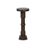 Crafted from mixed solid reclaimed woods with an aged finish, this modern-minded drink table works a handy extra surface into any room. With turned details on the post and a gunmetal-finished iron collars wrapping the top.As enthusiasts of wabi sabi style at Amethyst, we love the nature inspired Mizu End Table - Aged Belgium Bleach. Amethyst Home provides interior design, new home construction design consulting, vintage area rugs, and lighting in the Austin metro area.