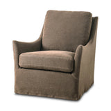 This relaxing glider chair is defined by slightly sloping, flared arms and a floor-length slipcover that's finished in a soft, tight weave for a traditional style Amethyst Home provides interior design, new home construction design consulting, vintage area rugs, and lighting in the Nashville metro area.