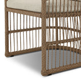 Cottage-inspired, faux hyacinth mimics its natural counterpart, with joint wrapping and texture for depth and character defining this outdoor dining chair. Varied proportion for dimension. Upholstered in a UV-resistant, water-repellent, quick-drying fabric. Cover or store indoors during inclement weather and when not in use Amethyst Home provides interior design, new home construction design consulting, vintage area rugs, and lighting in the Omaha metro area.