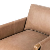 Featuring Navarro Palermo Drift Chair by Four Hands at Amethyst Home. Safari inspiration meets zen aspirations. A cylindrical frame is crafted, smoothed and rounded from solid ash wood. Includes two loose feather-blend cushions covered in subtly distressed thick cut leather in a neutral taupe hue for a monochromatic look. Overall Dimensions: 27.75"w x 34.00"d. Amethyst Home provides interior design, new home construction design consulting, vintage area rugs, and lighting in the Houston metro area.