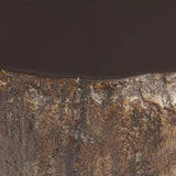 Bring nature inside with a drum-style end table of solid concrete that's been textured to resemble a tree trunk. A smooth, high-polish top balances a heavily textured bottom, and is perfectly sized to keep your favorite book or drink within reach Amethyst Home provides interior design, new home construction design consulting, vintage area rugs, and lighting in the Calabasas metro area.