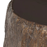 Bring nature inside with a drum-style end table of solid concrete that's been textured to resemble a tree trunk. A smooth, high-polish top balances a heavily textured bottom, and is perfectly sized to keep your favorite book or drink within reach Amethyst Home provides interior design, new home construction design consulting, vintage area rugs, and lighting in the Houston metro area.
