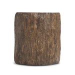 Bring nature inside with a drum-style end table of solid concrete that's been textured to resemble a tree trunk. A smooth, high-polish top balances a heavily textured bottom, and is perfectly sized to keep your favorite book or drink within reach Amethyst Home provides interior design, new home construction design consulting, vintage area rugs, and lighting in the Kansas City metro area.