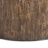 Bring nature inside with a drum-style end table of solid concrete that's been textured to resemble a tree trunk. A smooth, high-polish top balances a heavily textured bottom, and is perfectly sized to keep your favorite book or drink within reach Amethyst Home provides interior design, new home construction design consulting, vintage area rugs, and lighting in the San Diego metro area.