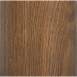 Inspired by a vintage salt shaker found while exploring Copenhagen, Denmark, this warm brown oak floor lamp has a telescoping shape that's finished with a traditional tan linen shade Amethyst Home provides interior design, new home construction design consulting, vintage area rugs, and lighting in the Charlotte metro area.