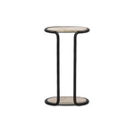 Hammered gunmetal forms a classic C-style frame for top and bottom surfaces of cream marble. Smaller scale enables moving from room to room with ease Amethyst Home provides interior design, new home construction design consulting, vintage area rugs, and lighting in the Monterey metro area.