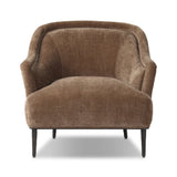 With elements of past eras at play, this updated Deco chair features a rounded back, sloped arms and a dramatic channel. The iron base and tapered legs support the cushiony seating — built with spring suspensions for long-lasting comfort. Amethyst Home provides interior design, new home construction design consulting, vintage area rugs, and lighting in the Nashville metro area.