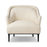 With elements of past eras at play, this updated Deco chair features a rounded back, sloped arms and a dramatic channel. The iron base and tapered legs support the cushiony seat — built with spring suspensions for long-lasting comfort. Amethyst Home provides interior design, new home construction design consulting, vintage area rugs, and lighting in the Charlotte metro area.