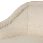 With elements of past eras at play, this updated Deco chaise features a rounded back, sloped arms and a dramatic channel. The iron base and tapered legs support the cushiony seating — built with spring suspensions for long-lasting comfort. Amethyst Home provides interior design, new home construction design consulting, vintage area rugs, and lighting in the Nashville metro area.