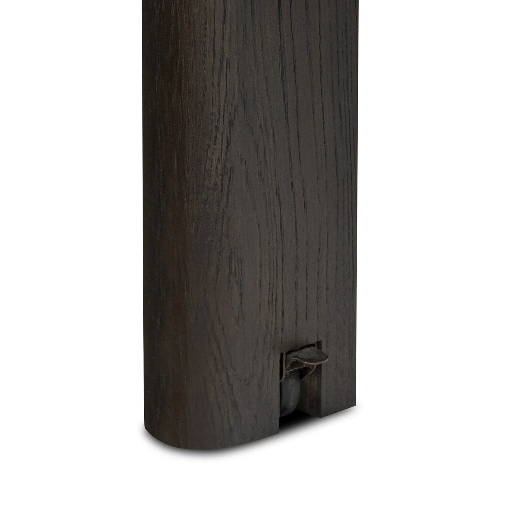 Featuring Noeline Cracked Smoked Black Veneer Extension Dining Table by Four Hands at Amethyst Home. Made from smoked black oak with intentional cracking for an aged look, a self-storing extension creates space for extra guests. Equipped with four lockable wheels for easy extension to 116".Overall Dimensions: 96.00"w x 42.00"d x 30.00"hWeight : 275.58 lbsM. Amethyst Home provides interior design, new home construction design consulting, vintage area rugs, and lighting in the Washington metro area.