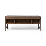 Featuring Oakley Dark Toasted Oak Veneer Desk by Four Hands at Amethyst Home. Made from warm-toasted oak, brass-finished bolt covers add an aesthetic element to a storage-driven desk. Eight drawers plus open shelving offer plenty of space for office staples.Overall Dimensions: 72.00"w x 32.00"d x 30.00"hWeight : 186.29 lbsMaterials: Oak Veneer. Amethyst Home provides interior design, new home construction design consulting, vintage area rugs, and lighting in the Houston metro area.