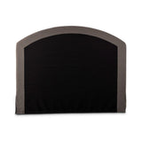 An arched headboard and simple frame act as the perfect canvas for your favorite bedding. A soft textural linen slipcover in a rich brown hue contributes a cozy yet refined look Amethyst Home provides interior design, new home construction design consulting, vintage area rugs, and lighting in the Salt Lake City metro area.