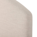 An arched headboard and simple frame act as the perfect canvas for your favorite bedding. A soft textural linen slipcover in a neutral hue contributes a cozy yet refined look Amethyst Home provides interior design, new home construction design consulting, vintage area rugs, and lighting in the Salt Lake City metro area.