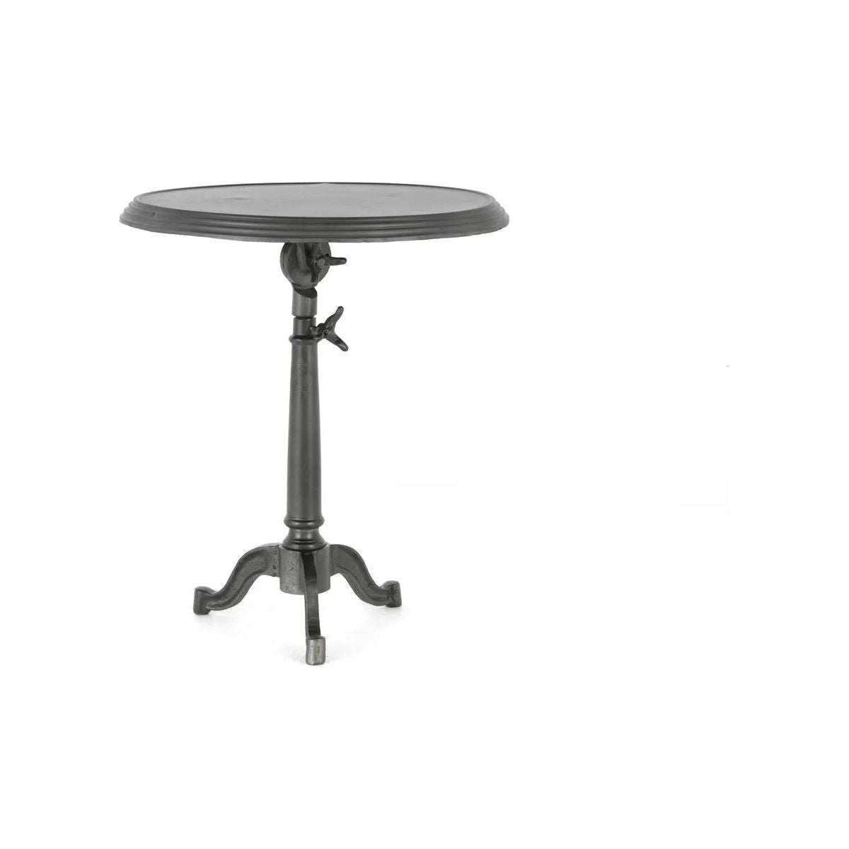 Crafted in iron with a carbon finish, this adjustable table features a versatile top that oscillates, blending classic design with utility.Collection: Rockwel Amethyst Home provides interior design, new home construction design consulting, vintage area rugs, and lighting in the Los Angeles metro area.