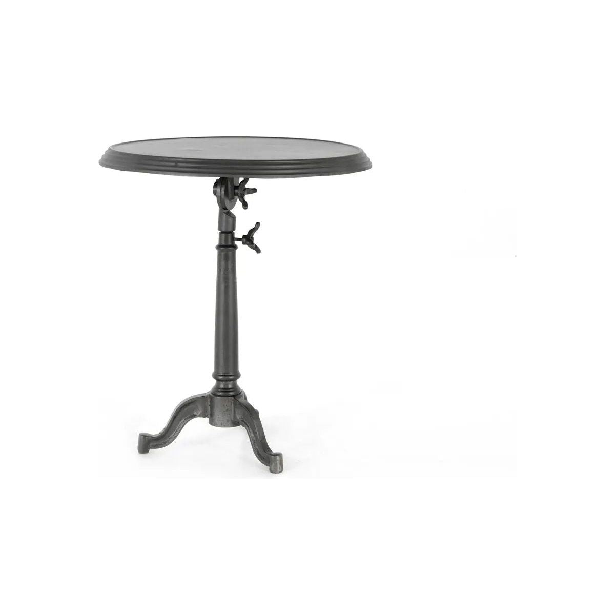 Crafted in iron with a carbon finish, this adjustable table features a versatile top that oscillates, blending classic design with utility.Collection: Rockwel Amethyst Home provides interior design, new home construction design consulting, vintage area rugs, and lighting in the Park City metro area.