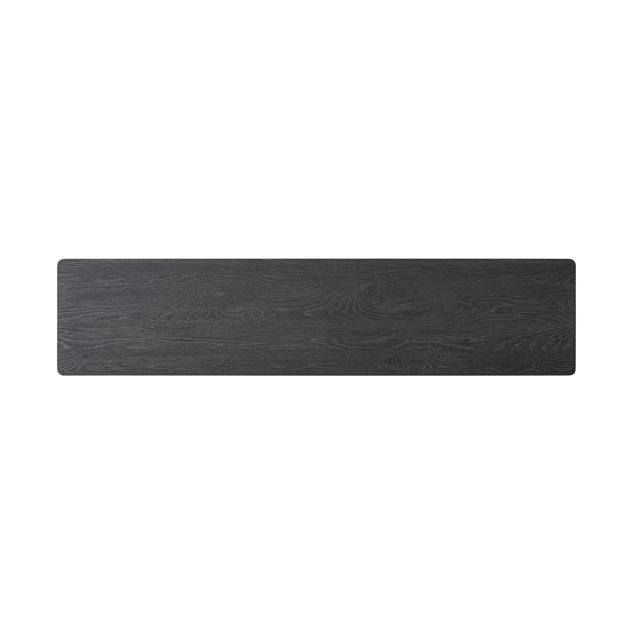Featuring Oman Rustic Black Veneer Console Table by Four Hands at Amethyst Home. The traditional console table gets elevated with accent stretchers that bring a float-like look to simple shaping. Made from ash and oak, with a rustic black oak finish.Overall Dimensions: 78.00"w x 18.00"d x 32.00"hWeight : 108.03 lbsMaterials: Oak Veneer, Solid Ash, Engineer. Amethyst Home provides interior design, new home construction design consulting, vintage area rugs, and lighting in the Scottsdale metro area.
