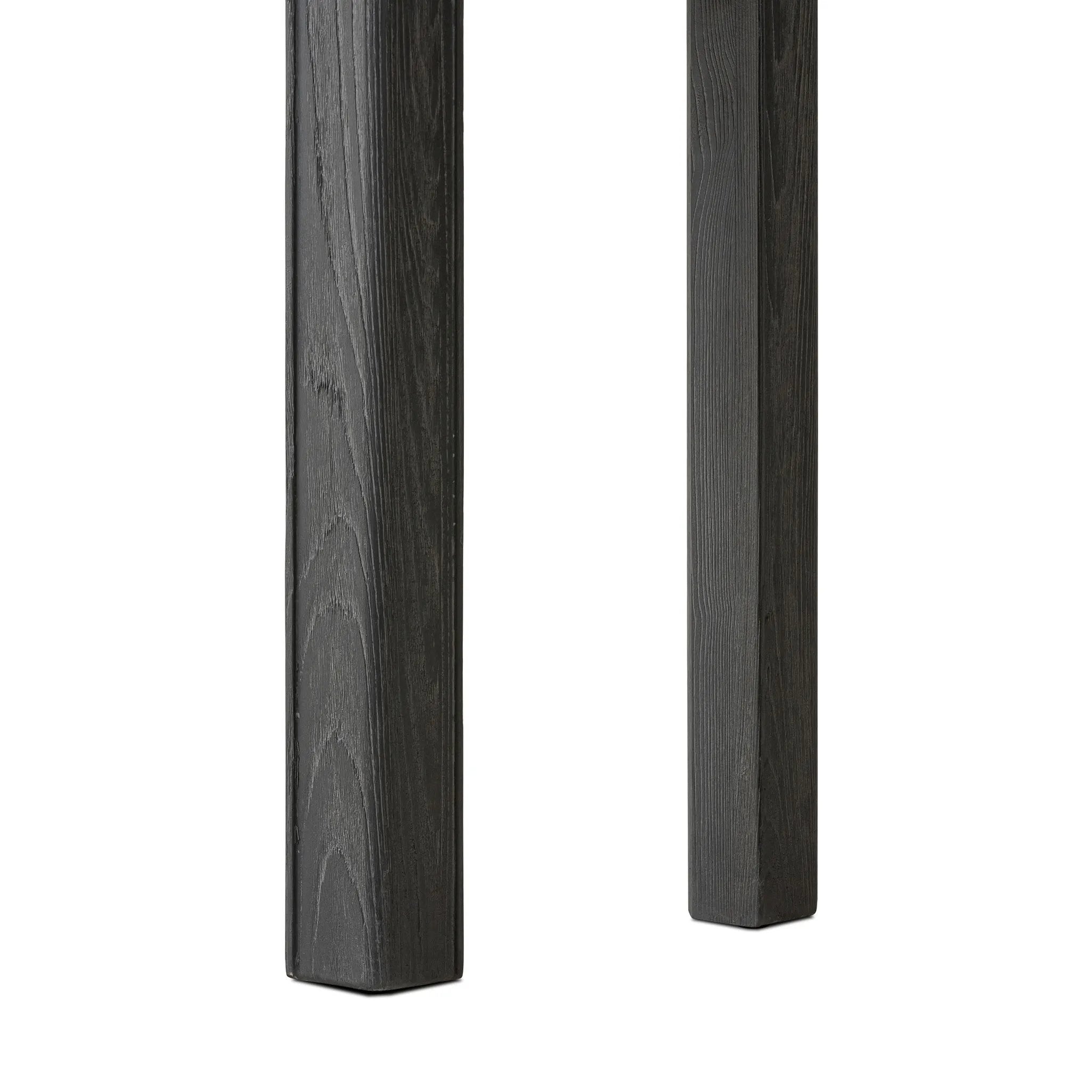 Featuring Oman Rustic Black Veneer Console Table by Four Hands at Amethyst Home. The traditional console table gets elevated with accent stretchers that bring a float-like look to simple shaping. Made from ash and oak, with a rustic black oak finish.Overall Dimensions: 78.00"w x 18.00"d x 32.00"hWeight : 108.03 lbsMaterials: Oak Veneer, Solid Ash, Engin. Amethyst Home provides interior design, new home construction design consulting, vintage area rugs, and lighting in the Winter Garden metro area.