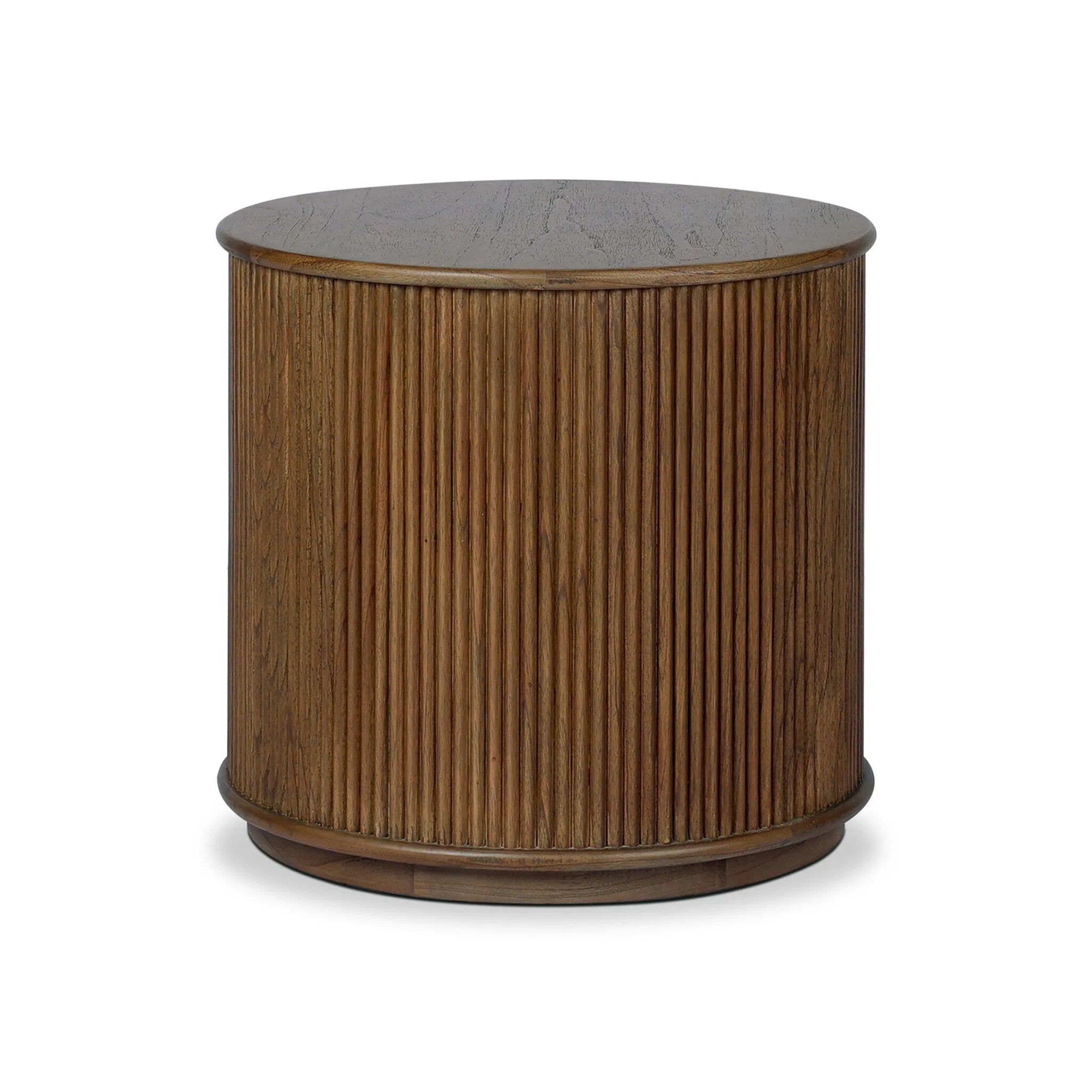 An artisanal take on texture. Made from mindi wood with a plinth-style base, a reeding pattern is carved around the entirety of this versatile end table for a fresh, approachable look.As fans of luxe style at Amethyst, we love the optimistic inspired Ona End Table - Amber Mindi Veneer. Amethyst Home provides interior design, new home construction design consulting, vintage area rugs, and lighting in the Boston metro area.