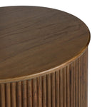 An artisanal take on texture. Made from mindi wood with a plinth-style base, a reeding pattern is carved around the entirety of this versatile end table for a fresh, approachable look.As fans of luxe style at Amethyst, we love the optimistic inspired Ona End Table - Amber Mindi Veneer. Amethyst Home provides interior design, new home construction design consulting, vintage area rugs, and lighting in the Nashville metro area.