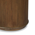 An artisanal take on texture. Made from mindi wood with a plinth-style base, a reeding pattern is carved around the entirety of this versatile end table for a fresh, approachable look.As fans of luxe style at Amethyst, we love the optimistic inspired Ona End Table - Amber Mindi Veneer. Amethyst Home provides interior design, new home construction design consulting, vintage area rugs, and lighting in the Newport Beach metro area.