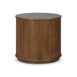 An artisanal take on texture. Made from mindi wood with a plinth-style base, a reeding pattern is carved around the entirety of this versatile end table for a fresh, approachable look.As fans of luxe style at Amethyst, we love the optimistic inspired Ona End Table - Amber Mindi Veneer. Amethyst Home provides interior design, new home construction design consulting, vintage area rugs, and lighting in the Washington metro area.