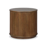 An artisanal take on texture. Made from mindi wood with a plinth-style base, a reeding pattern is carved around the entirety of this versatile end table for a fresh, approachable look.As fans of luxe style at Amethyst, we love the optimistic inspired Ona End Table - Amber Mindi Veneer. Amethyst Home provides interior design, new home construction design consulting, vintage area rugs, and lighting in the Washington metro area.