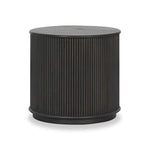 An artisanal take on texture. Made from black-finished mindi wood with a plinth-style base, a reeding pattern is carved around the entirety of this versatile end table for a fresh, approachable look.As lovers of luxe aesthetics at Amethyst, we love the optimistic inspired Ona End Table - Smoked Black Mindi Veneer. Amethyst Home provides interior design, new home construction design consulting, vintage area rugs, and lighting in the Omaha metro area.
