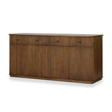 Store favorite table linens and serveware in a piece pairing craftsmanship and texture. Made from mindi wood with a plinth-style base, a reeding pattern is carved into the surface keeping this media look fresh and approachable. A spacious interior and amber oak finish complete this sculptural form. Amethyst Home provides interior design, new home construction design consulting, vintage area rugs, and lighting in the Seattle metro area.