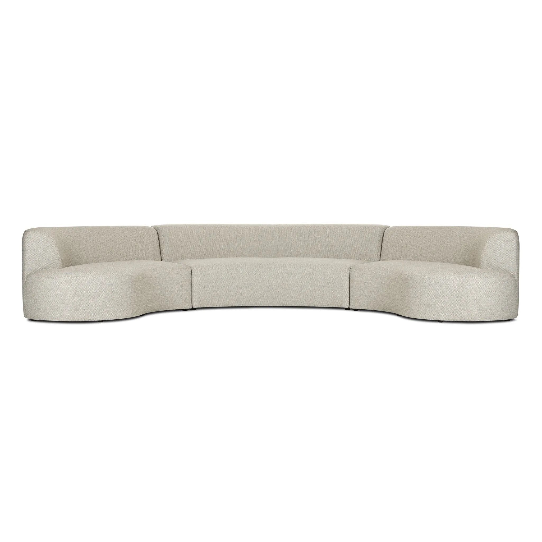 Bring a hint of old-Hollywood glamour outdoors with this soft, sculptural sectional. Plush cushioning all around is upholstered in UV-resistant, water-repellent, quick-drying fabric. Cover or store inside during inclement weather and when not in use. Amethyst Home provides interior design, new home construction design consulting, vintage area rugs, and lighting in the Nashville metro area.