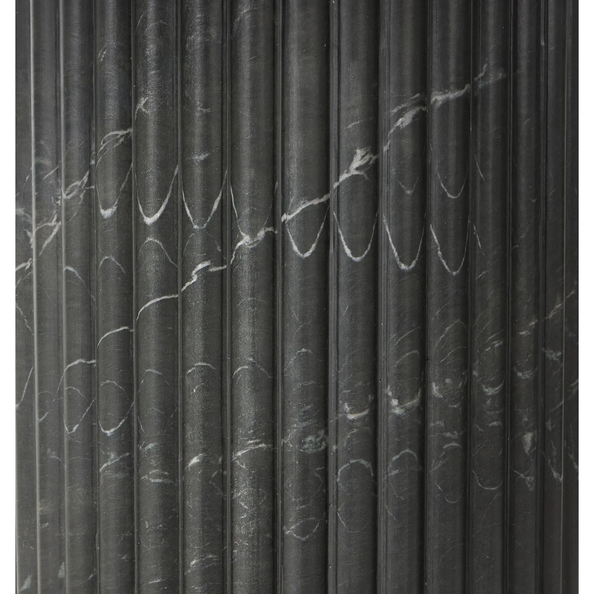 Featuring Oranda Black Marble Round Dining Table by Four Hands at Amethyst Home. Inspired by Italian design, a swirling marble base is scalloped for a linear look with heavy texture, finished with a rounded, bistro-size tabletop of polished black marble.Overall Dimensions: 42.00"w x 42.00"d x 30.00"hWeight : 195.00 lbsMaterials: Solid Marble. Amethyst Home provides interior design, new home construction design consulting, vintage area rugs, and lighting in the Calabasas metro area.