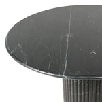 Featuring Oranda Black Marble Round Dining Table by Four Hands at Amethyst Home. Inspired by Italian design, a swirling marble base is scalloped for a linear look with heavy texture, finished with a rounded, bistro-size tabletop of polished black marble.Overall Dimensions: 42.00"w x 42.00"d x 30.00"hWeight : 195.00 lbsMaterials: Solid Marble. Amethyst Home provides interior design, new home construction design consulting, vintage area rugs, and lighting in the Monterey metro area.