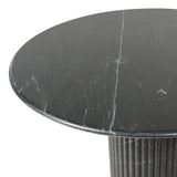 Featuring Oranda Black Marble Round Dining Table by Four Hands at Amethyst Home. Inspired by Italian design, a swirling marble base is scalloped for a linear look with heavy texture, finished with a rounded, bistro-size tabletop of polished black marble.Overall Dimensions: 42.00"w x 42.00"d x 30.00"hWeight : 195.00 lbsMaterials: Solid Marble. Amethyst Home provides interior design, new home construction design consulting, vintage area rugs, and lighting in the Monterey metro area.
