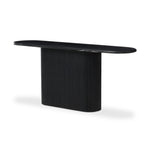 Italian-inspired for effortless sophistication. A black marble base is scalloped for a linear look with heavy texture, finished with a pill-shaped top for extra entryway styling atop this console table.As lovers of organic modern aesthetics at Amethyst, we love the designer inspired Oranda Console Table - Black Marble. Amethyst Home provides interior design, new home construction design consulting, vintage area rugs, and lighting in the Alpharetta metro area.