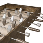 Inspired by Brutalist design, this outdoor foosball table is constructed of industrial oxidized aluminum panels, framing a travertine play surface atop a monolith plinth base that highlights the character of the finish. Two-toned players are cast in solid aluminum. Cover or store indoors during inclement weather and when not in use. Amethyst Home provides interior design, new home construction design consulting, vintage area rugs, and lighting in the Laguna Beach metro area.