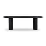 Featuring Paden Aged Black Acacia Dining Table by Four Hands at Amethyst Home. A study in shape. Solid black acacia forms crescent legs and a sprawling oval-shaped tabletop, bringing organic presence to the dining room. Seats 8–10 people.Overall Dimensions: 94.00"w x 42.00"d x 30.00"hWeight : 139.33 lbsMaterials : Thin Acacia Veneer, Solid Acacia. Amethyst Home provides interior design, new home construction design consulting, vintage area rugs, and lighting in the Alpharetta metro area.