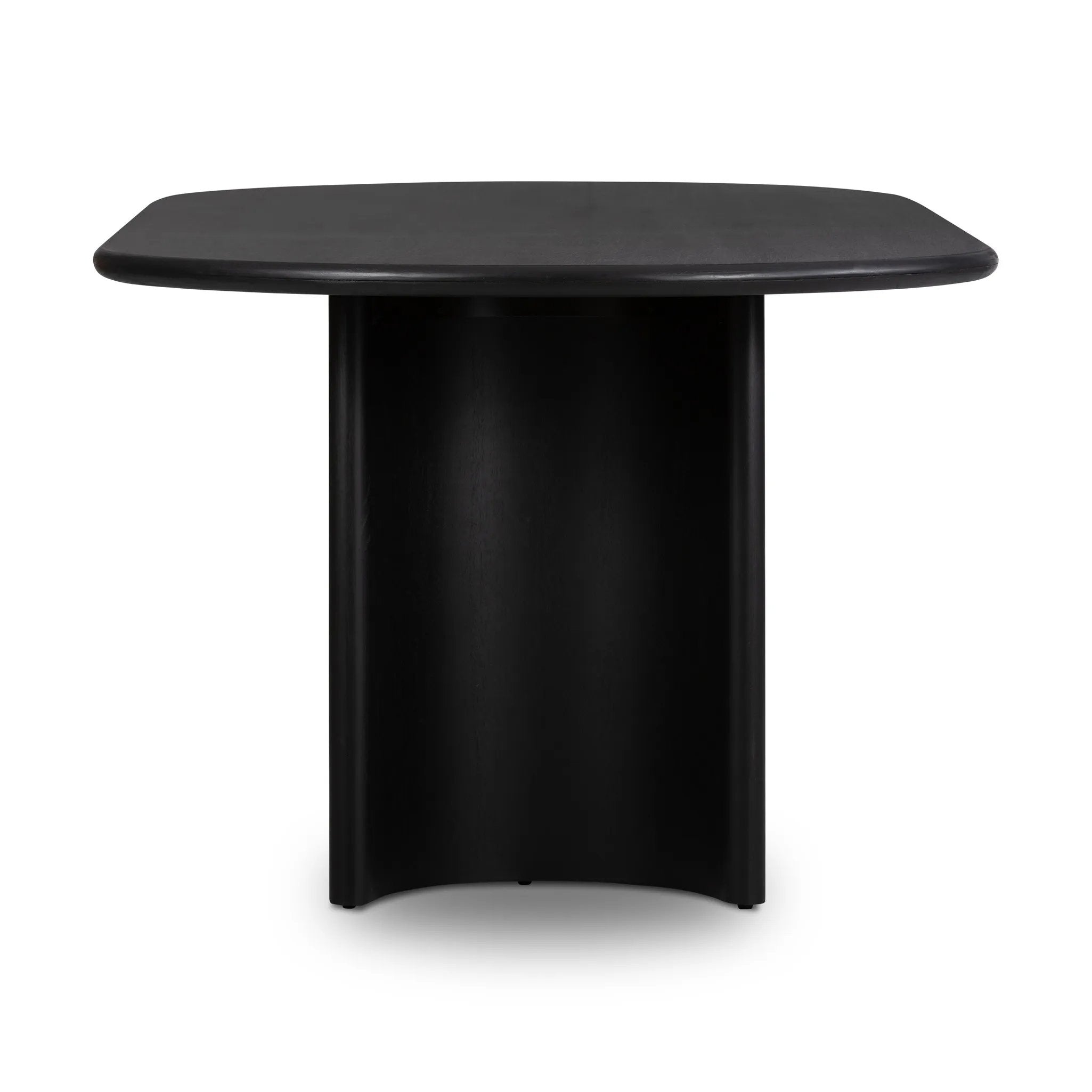 Featuring Paden Aged Black Acacia Dining Table by Four Hands at Amethyst Home. A study in shape. Solid black acacia forms crescent legs and a sprawling oval-shaped tabletop, bringing organic presence to the dining room. Seats 8–10 people.Overall Dimensions: 94.00"w x 42.00"d x 30.00"hWeight : 139.33 lbsMaterials : Thin Acacia Veneer, Solid Acacia. Amethyst Home provides interior design, new home construction design consulting, vintage area rugs, and lighting in the Portland metro area.