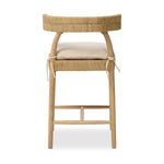 Mixed materials modernize this textural stool inspired by classic wishbone design. Natural sugar palm is cross-woven to create a seat and slim barrel back, all framed by smoked sungkai, with a cushion completing the look.As enthusiasts of wabi sabi materials at Amethyst, we love the nature inspired Pampa Counter Stool - Broadway Dune. Amethyst Home provides interior design, new home construction design consulting, vintage area rugs, and lighting in the Kansas City metro area.