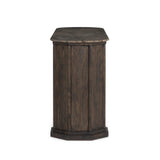 Mixed materials refresh the traditional sideboard, pairing a thick, wide base of dark brown acacia with brown marble rich with natural veining. Cylindrical details and a step base elevates the look. A spacious interior awaits storage of favorite serveware, table linens and more. Amethyst Home provides interior design, new home construction design consulting, vintage area rugs, and lighting in the Dallas metro area.