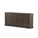 Mixed materials refresh the traditional sideboard, pairing a thick, wide base of dark brown acacia with brown marble rich with natural veining. Cylindrical details and a step base elevates the look. A spacious interior awaits storage of favorite serveware, table linens and more. Amethyst Home provides interior design, new home construction design consulting, vintage area rugs, and lighting in the Scottsdale metro area.