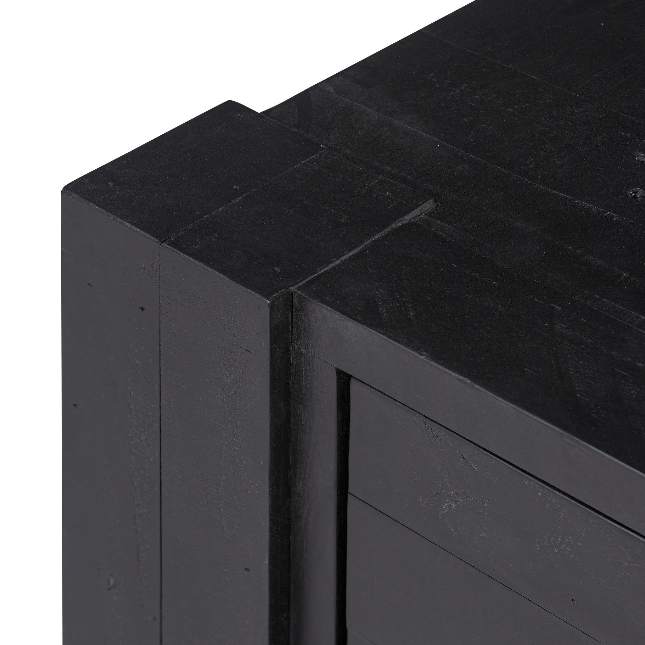 Beauty in simplicity. A clean cube of aged black-finished pine can be styled into a wide range of styles and spaces Amethyst Home provides interior design, new home construction design consulting, vintage area rugs, and lighting in the Monterey metro area.