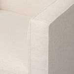 Featuring Phillip Crypton Nomad Snow Swivel Chair by Four Hands at Amethyst Home. Style meets substance in this olive cotton-blend swivel chair. Blind stitching along the seat and back cushions create a polished complement to the heritage frame. The slight pronounced seat cushion creates an illusion of being loose, but is actually a fixed cushion with e. Amethyst Home provides interior design, new home construction design consulting, vintage area rugs, and lighting in the Newport Beach metro area.