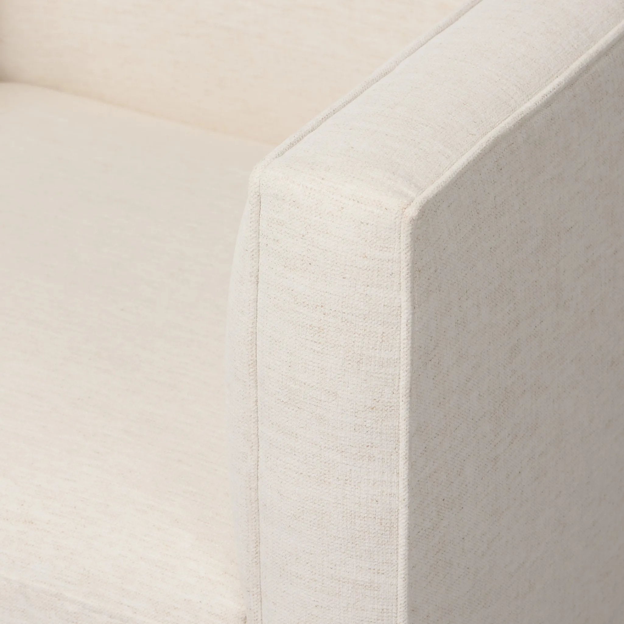 Featuring Phillip Crypton Nomad Snow Swivel Chair by Four Hands at Amethyst Home. Style meets substance in this olive cotton-blend swivel chair. Blind stitching along the seat and back cushions create a polished complement to the heritage frame. The slight pronounced seat cushion creates an illusion of being loose, but is actually a fixed cushion with e. Amethyst Home provides interior design, new home construction design consulting, vintage area rugs, and lighting in the Newport Beach metro area.