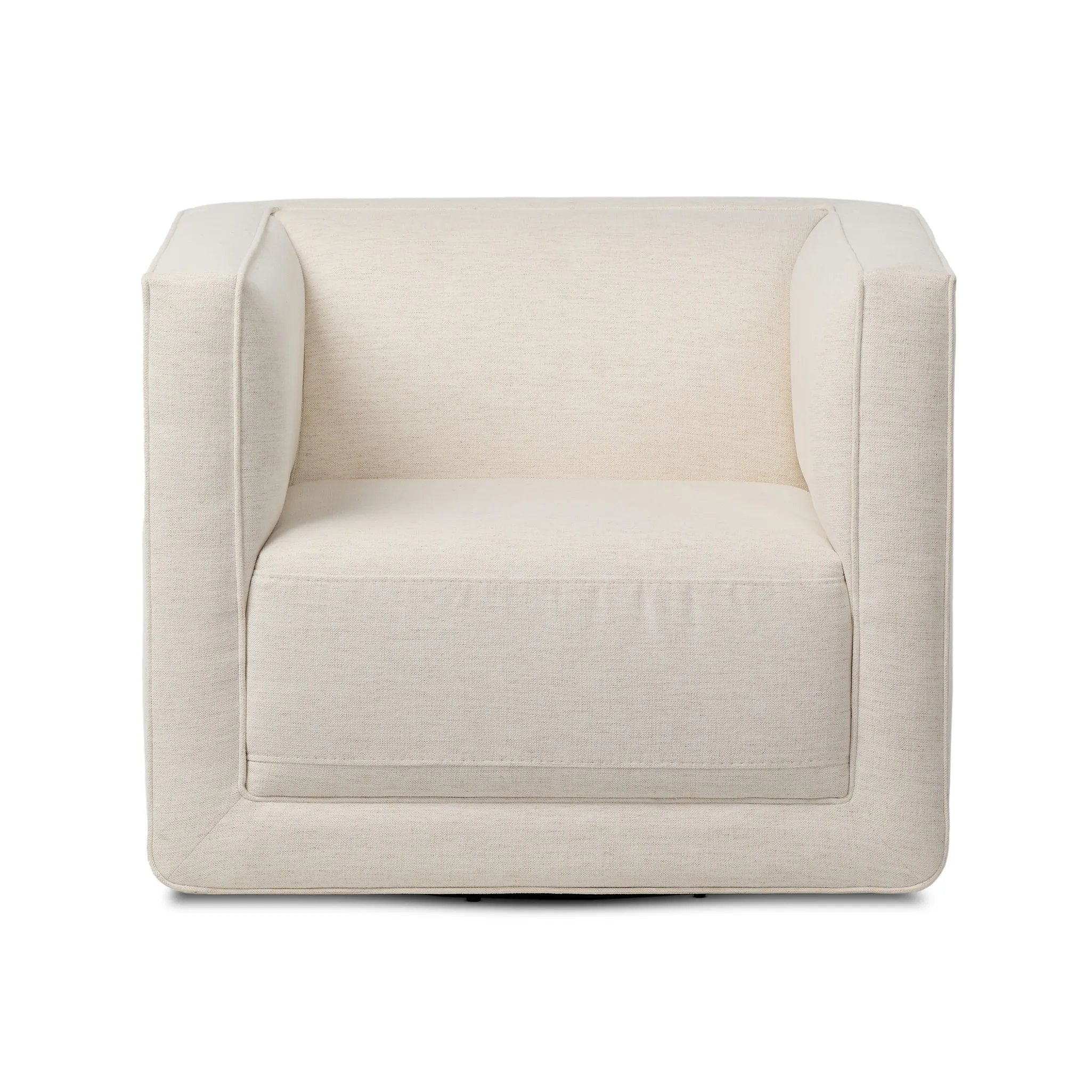 Featuring Phillip Crypton Nomad Snow Swivel Chair by Four Hands at Amethyst Home. Style meets substance in this olive cotton-blend swivel chair. Blind stitching along the seat and back cushions create a polished complement to the heritage frame. The slight pronounced seat cushion creates an illusion of being loose, but is actually a fixed cushion with expe. Amethyst Home provides interior design, new home construction design consulting, vintage area rugs, and lighting in the Scottsdale metro area.