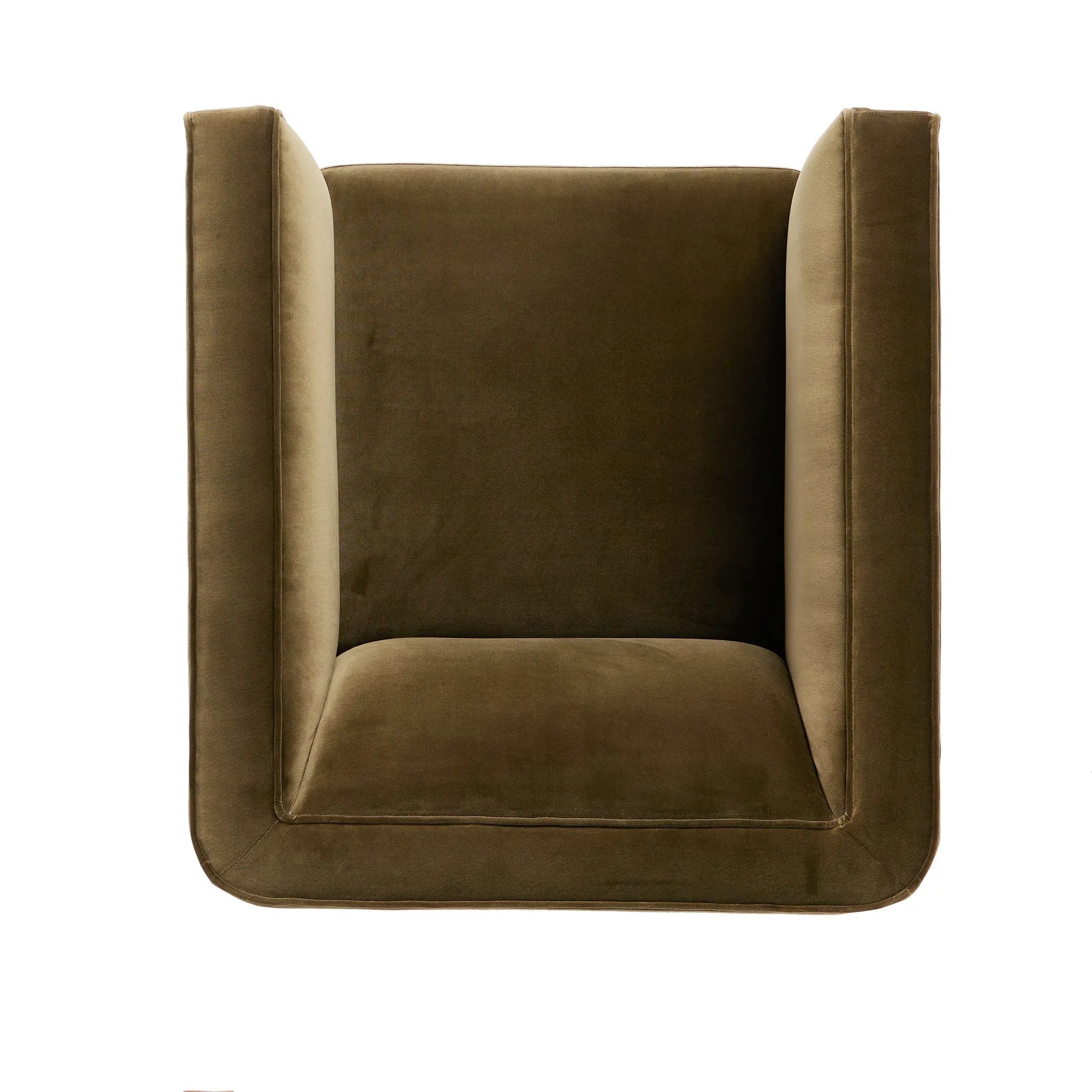 Featuring Phillip Surrey Olive Swivel Chair by Four Hands at Amethyst Home. Style meets substance in this olive cotton-blend swivel chair. Blind stitching along the seat and back cushions create a polished complement to the heritage frame. The slight pronounced seat cushion creates an illusion of being loose, but is actually a fixed cushion with expert. Amethyst Home provides interior design, new home construction design consulting, vintage area rugs, and lighting in the Salt Lake City metro area.